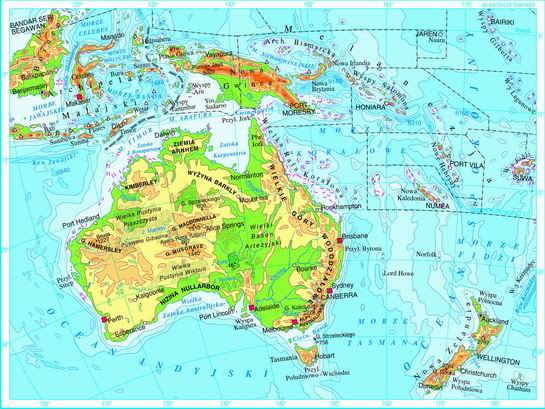 mapa fizyczna australii ŚwiatPodróży.pl :: Atlas :: Australia i Oceania : mapa fizyczna on 