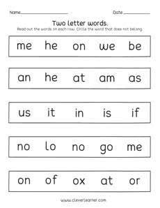  two letter words reading writing and matching worksheets for preschool