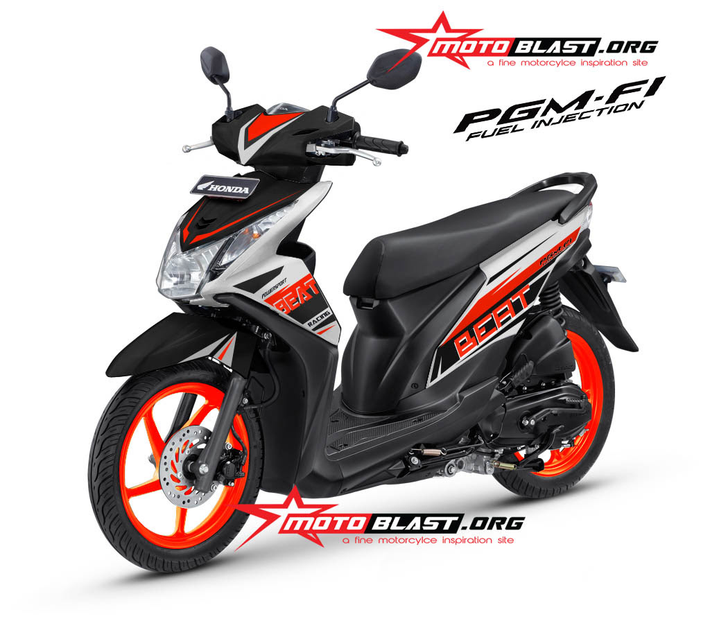 Modif decal design Honda Beat Fi black - orange ceria 