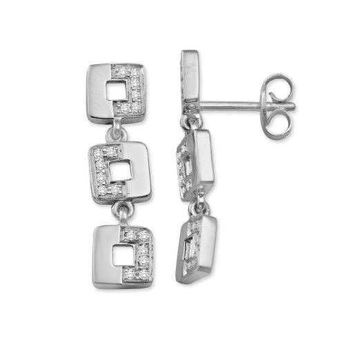 Review Diamond Earrings, 18ct White Gold, Diamond Three-tier Squares, 0.17 carat Diamond Weight, by Miore, M0293W