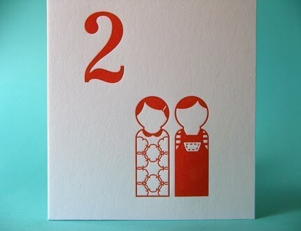 letterpress stationery card printed on recycled paper - two people
