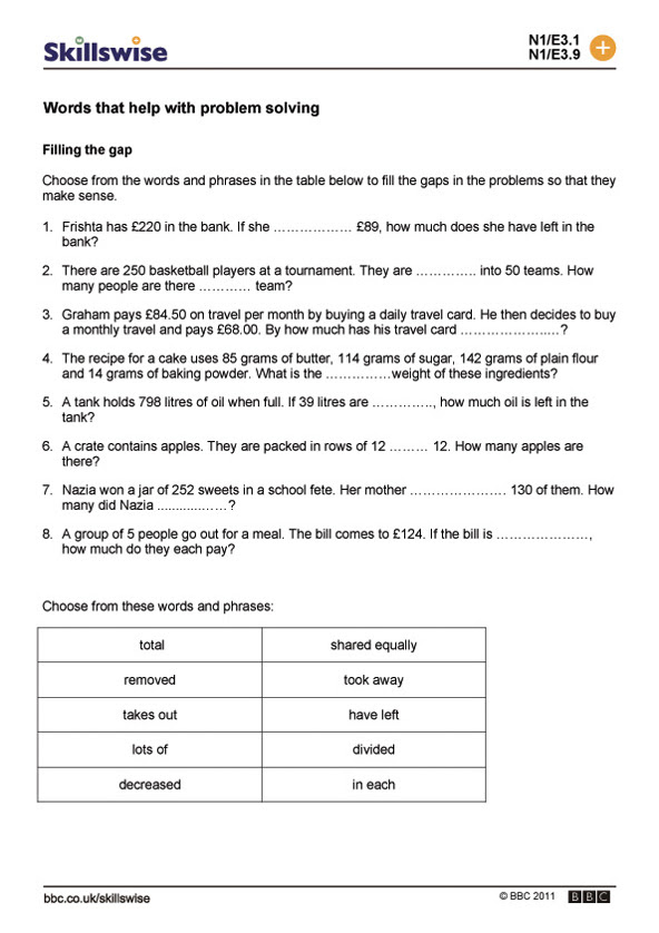 Words That Help With Problem Solving