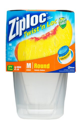 Ziploc Twist 'N Loc , Medium Round, Containers & Lids, (Pack of 2)