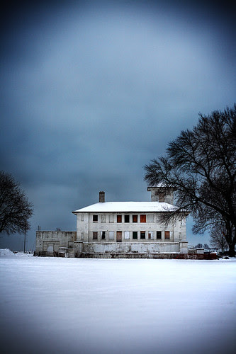 Murky blue sky :: blues blacks and whites in gritty muck