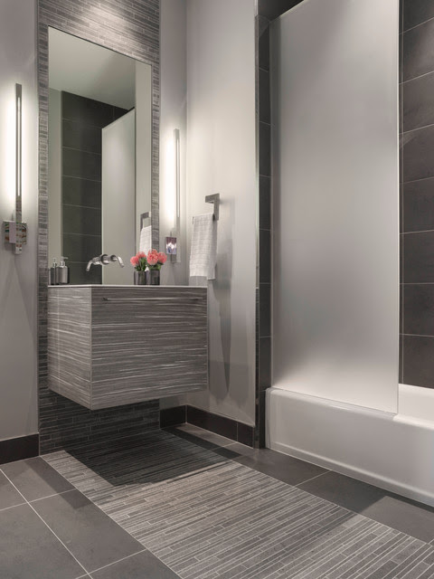 Modern Gray  Mosaic  Tile  Bathroom  Contemporary Bathroom  