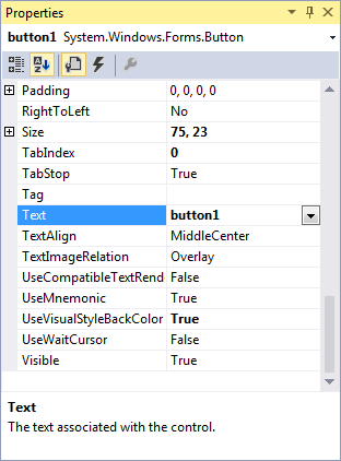 Locate the Text property