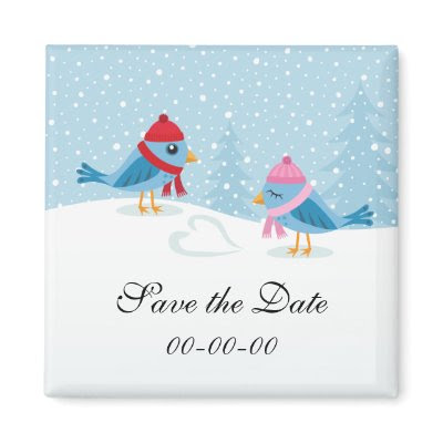 Birds in the snow cute save the date magnet