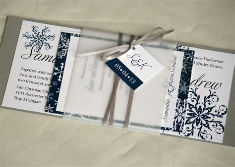 unique wedding invitation set white navy winter weddings