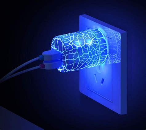 These usb light up cords use a series of tiny led lights to add a cool and unique glow effect. Electric Shock Glowing Phone Charger Wall Adapter