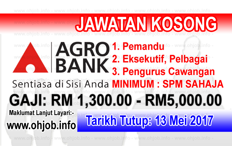 Jawatan Kerja Kosong Bank Pertanian Malaysia Berhad - AgroBank logo www.ohjob.info mei 2017