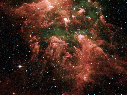 South Pillar region of Carina Nebula photography. Picture taken with Hubble Telescope 