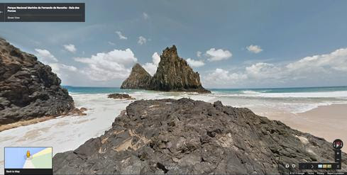 Brazil's Islands, Above And Below 
Take some time to explore the beaches and the colorful residents in the deep-sea depths of Fernando de Noronha, a group of islands known for their natural beauty and ecotourism -- a prized destination in Brazil. You can also virtually visit Atol das Rocas, an atoll in the South Atlantic ocean used exclusively for scientific research.
(Image: Google)