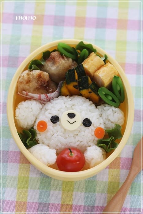 リンゴを持った白クマちゃんのお弁当 キャラ弁 Momo S Obentou キャラ弁 Powered By ライブドアブログ