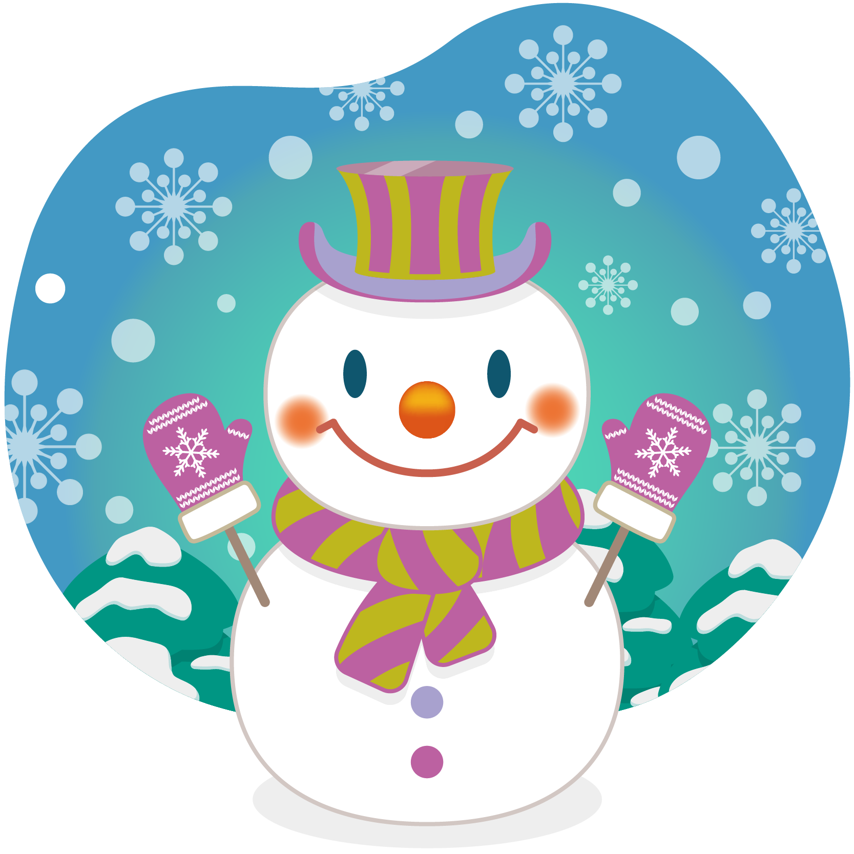 商用フリー 無料イラスト クリスマス スノーマン 雪だるま 雪背景 Snowman 007 商用ok フリー素材集 ナイスなイラスト