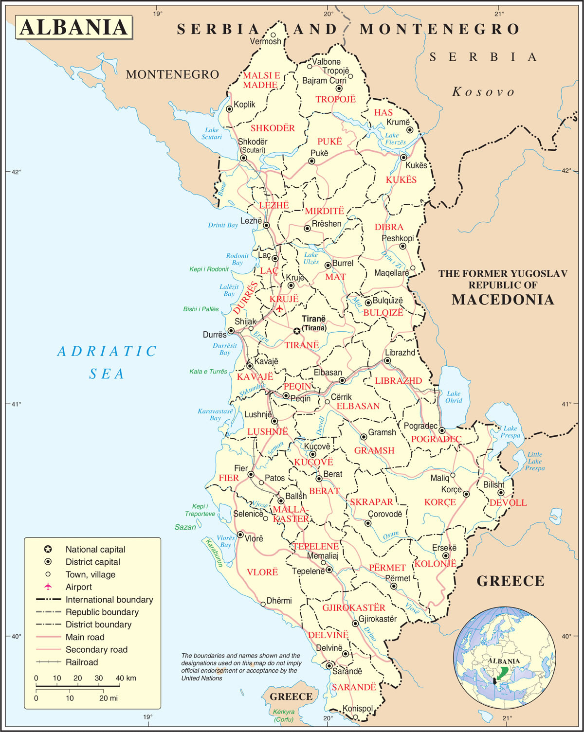 Grande carte Albanie