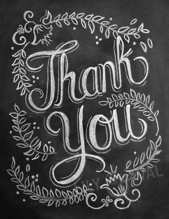 Thank You Card  Chalkboard Thank You Card   Floral by LilyandVal, $2.50