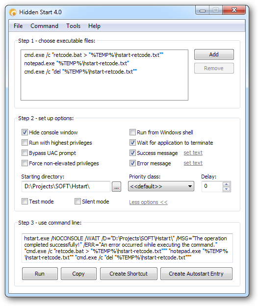 test tool requirements Hidden Batch Start Run Applications  and a Files without