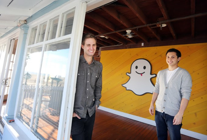 Evan Spiegel and Bobby Murphy, developers of Snapchat (Photo by J. Emilio Flores/Corbis via Getty Images)