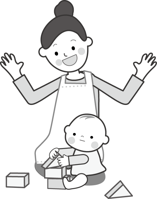 赤ちゃんとママ 上手に出来たね 育児 無料イラスト フリー素材