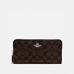 ACCORDION ZIP WALLET IN SIGNATURE - COACH f54632 - IMITATION GOLD/BROWN/BLACK