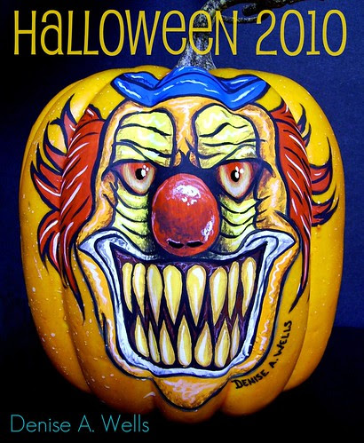 Evil Clown pumpkin painting by Denise A Wells Evil Clown pumpkin painting by Denise A Wells