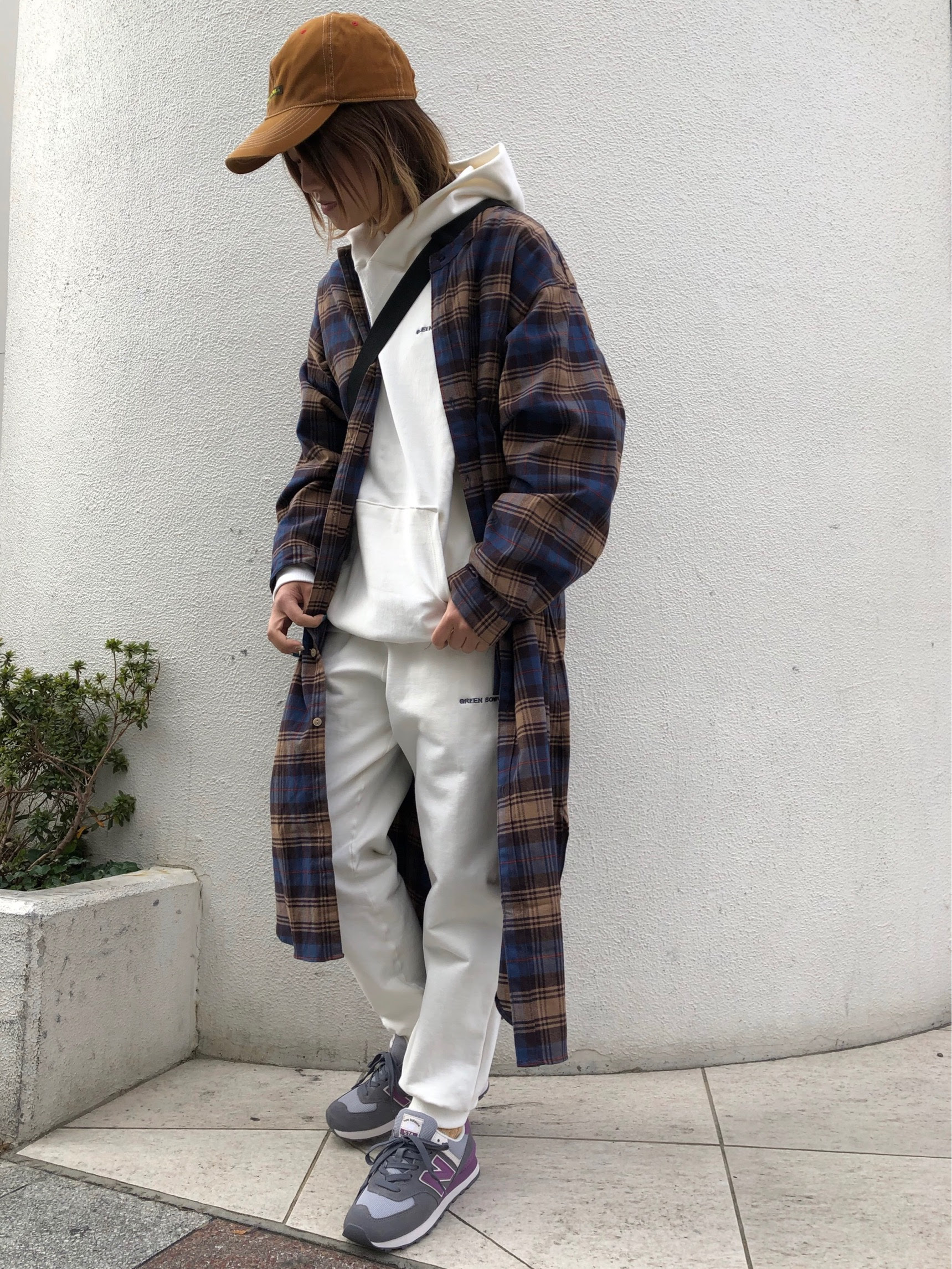 チェックシャツワンピース Green Bowl