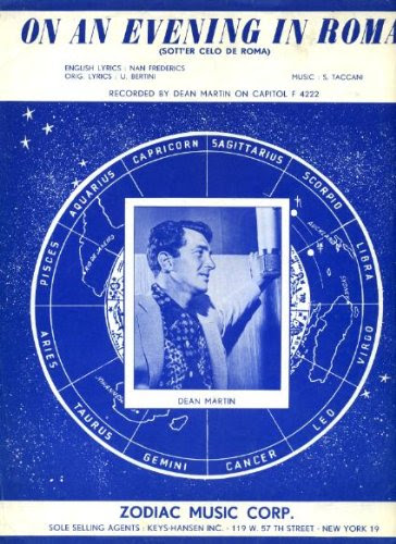 On An Evening In Roma (Sott'er Celo De Roma) Vintage 1959 Sheet Music recorded