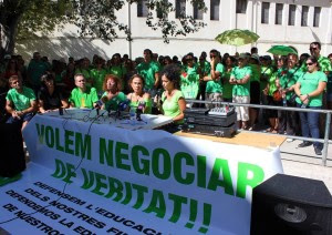 Imagen de archivo de una rueda de prensa de la Coordinadora de Docentes. Foto: Coordinadora Professorat Preocupat.
