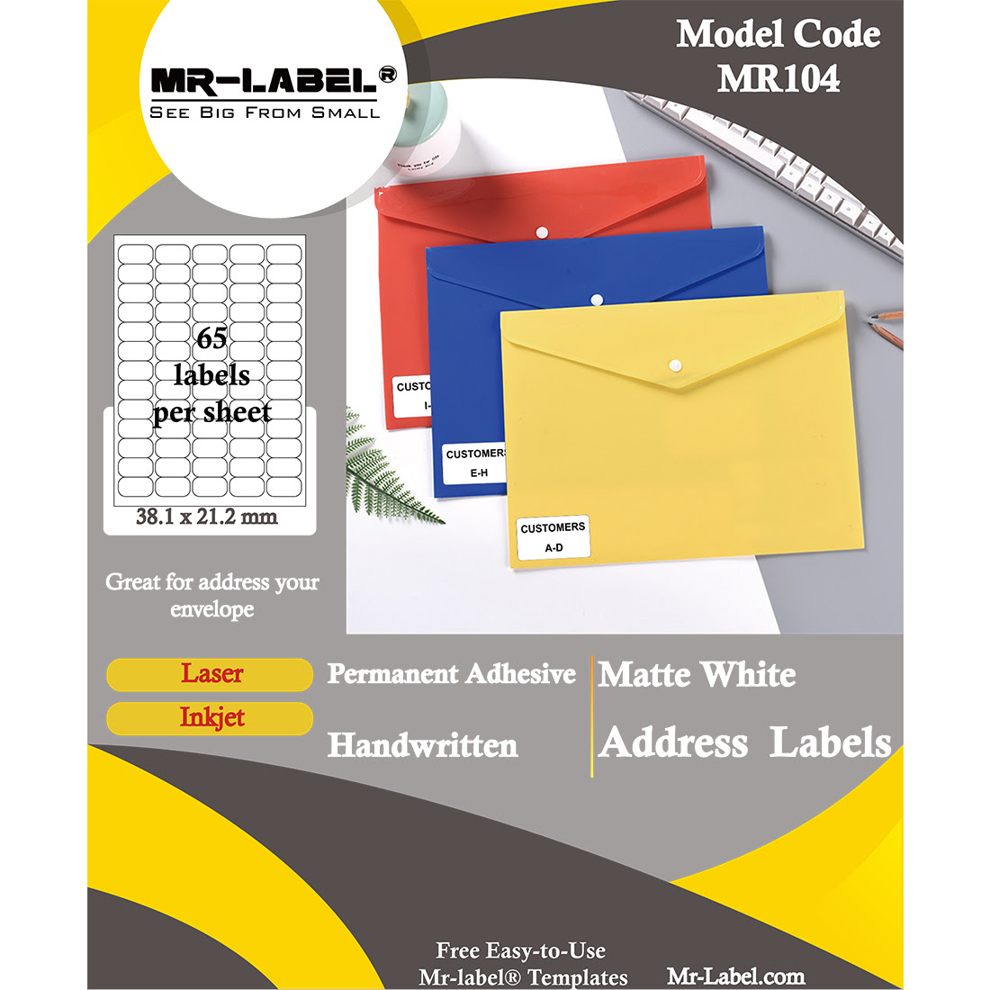 Mr-Label 38.1 x 21.2 mm Matte White Mini Return Address ...