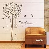 X Large Contemporary Tall Tree Leaves Falling Birds Flying Approx 70