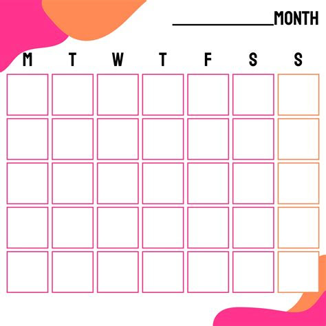  free printable blank calendar template free letter templates