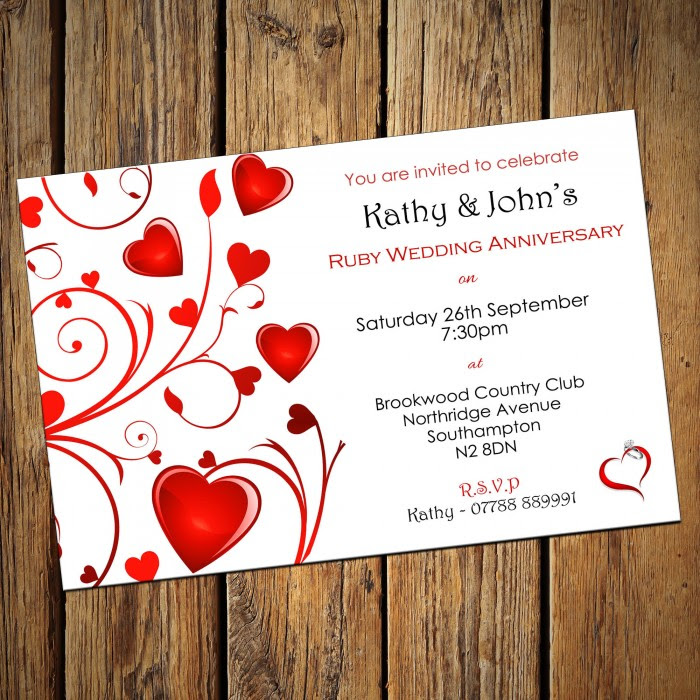 Ruby Wedding Invitation Cards Ruby Wedding Invitation Cards