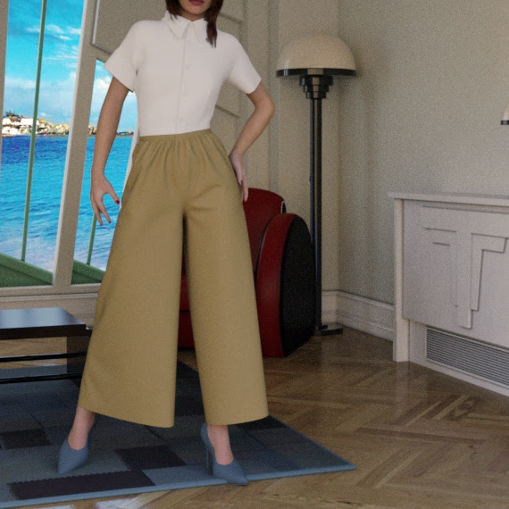 おさいほう ウエストゴムのガウチョ ワイド パンツの作り方