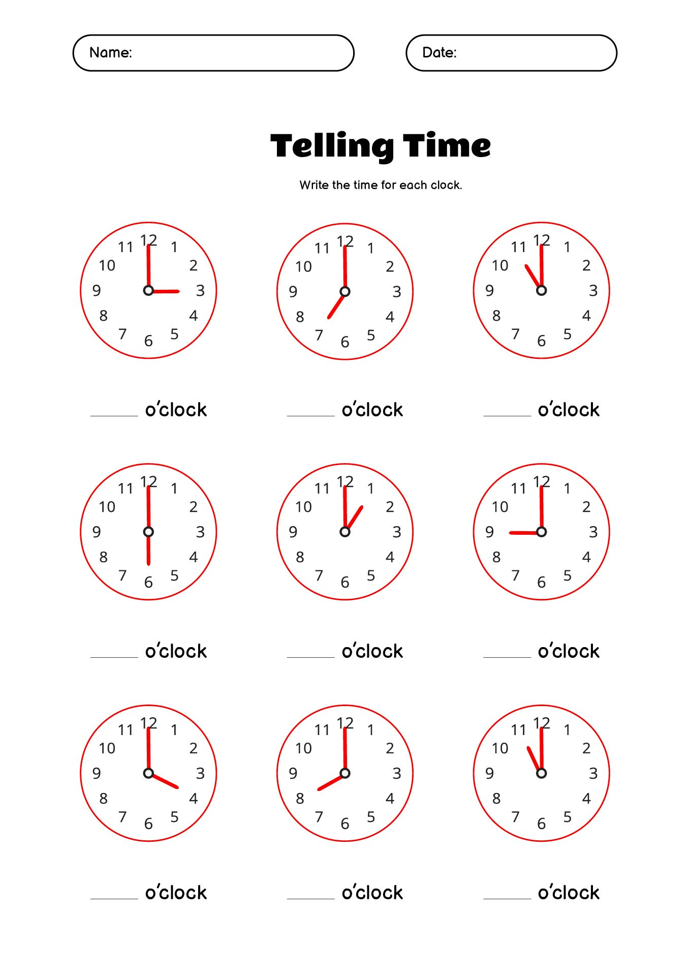 18 best images of learning to tell time worksheets