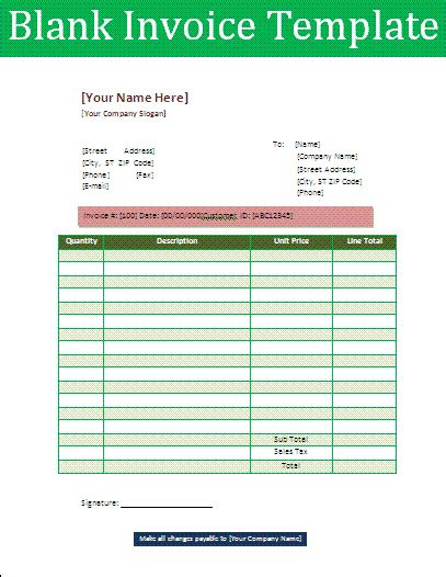  blank invoice templates 14 free word excel pdf formats