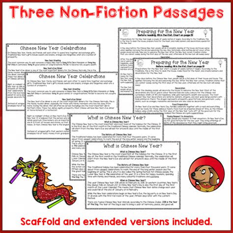  chinese new year reading comprehension passages and questions print