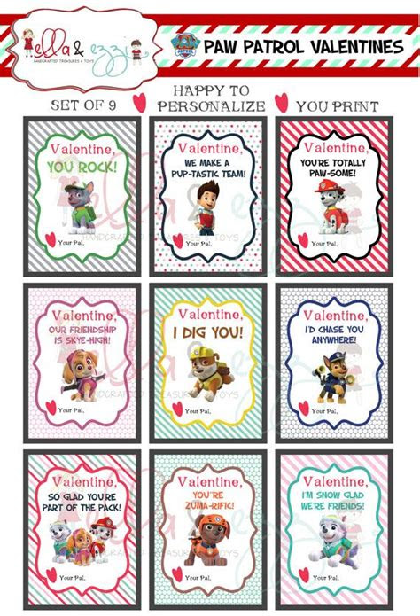  printable valentines paw patrol printable valentines paw patrol cards