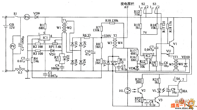 The Control Circuit Of Electric Fence Part 8 Automotive Circuit Circuit Diagram Seekic Com