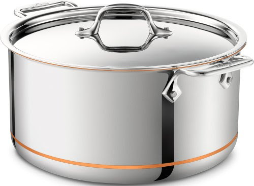 All-Clad 6508 SS Copper Core 5-Ply Bonded Dishwasher SafeStockpot Cookware, 8-Quart, Silver