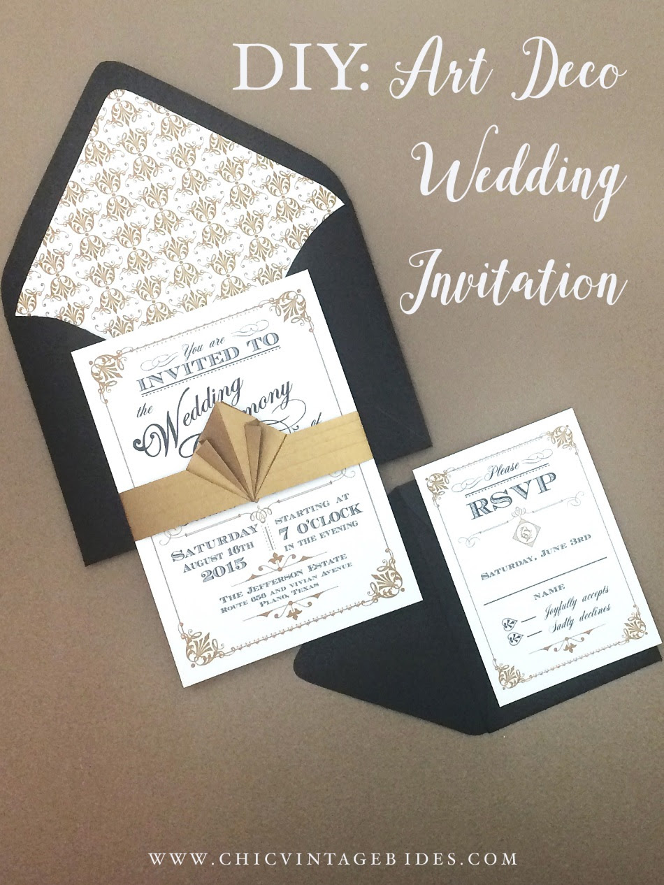 Art Deco Wedding Invitation DIY with Download & Print - Chic Vintage