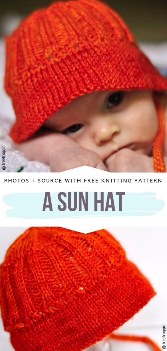 Cute Knitted Baby Sun Hats Free Patterns