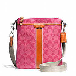 SIGNATURE STRIPE SWINGPACK - COACH f51265 - SILVER/PINK/ORANGE