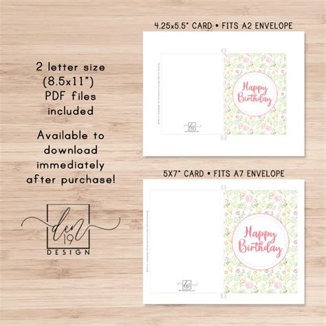  happy birthday printable card and envelope instant download etsy