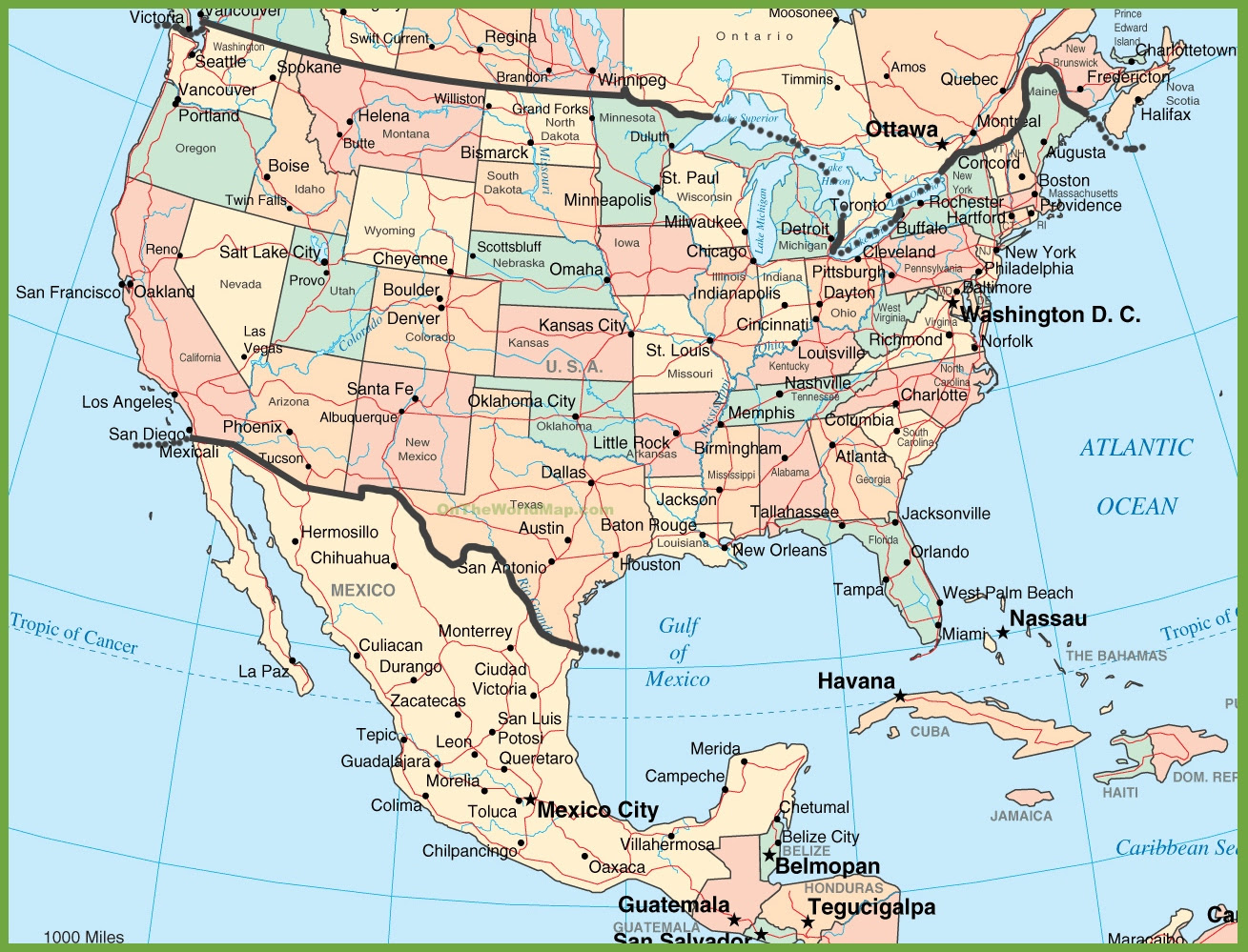 Map Of America And Mexico USA and Mexico map