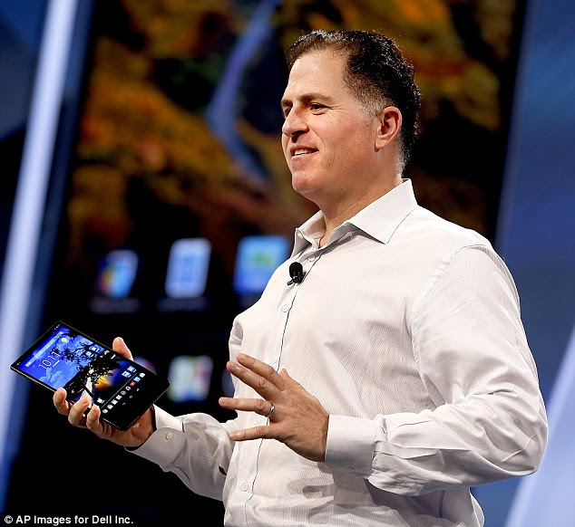 Michael Dell, founder and CEO of Dell Inc, speaks about the new Dell Venue 8 7000 series tablet at the 22014 Intel Developers Conference in San Francisco on Tuesday 9 Sept in San Francisco.  The Dell Venue 8 7000 Series tablet is the world's thinnest tablet with the world's best tablet display available