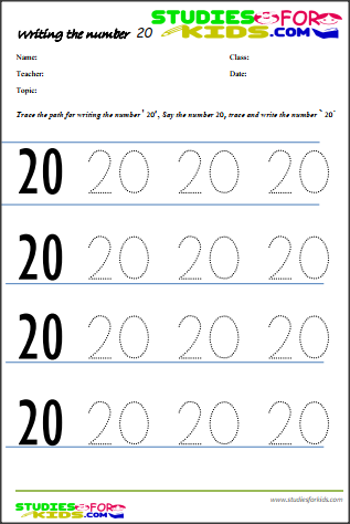 preschool number worksheets tracing number 11 20 pdf studiesforkidscom
