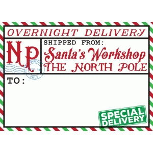 north pole shipping label
