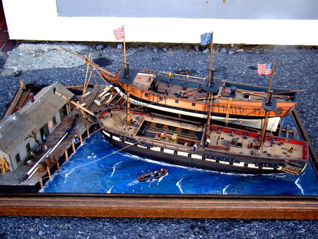 highly detailed scale model diorama circa 1920 of a New England Ship ...