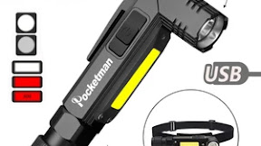 20000LM USB Rechargeable Flashlight Hands-free 90 Degree Double Head
Twisting Tactical Flashlight 5 Modes Clip Torch Flashlight