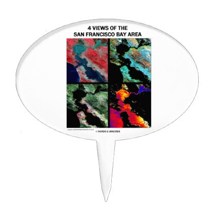 4 Views Of The Bay Area (Satellite Imagery) Cake Topper